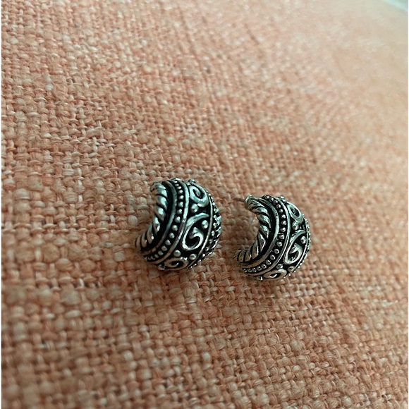 NOVICA Jewelry - NOVICA Artisan Crafted Silver Half Hoop Filigree Tribal Pattern Vintage Earrings
